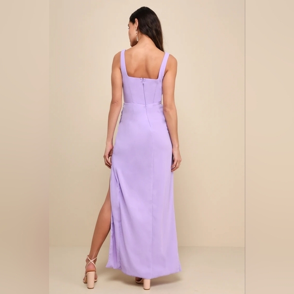 Lulus Glamorous Disposition Lavender Ruched Maxi Dress L Wedding Party Prom - Picture 5 of 9